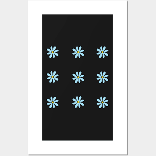 Light blue flower set Posters and Art